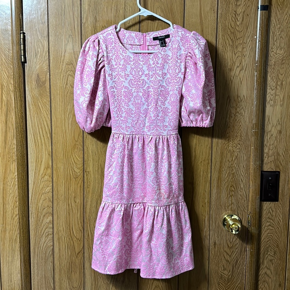 A forever 21 pink and white mini dress.